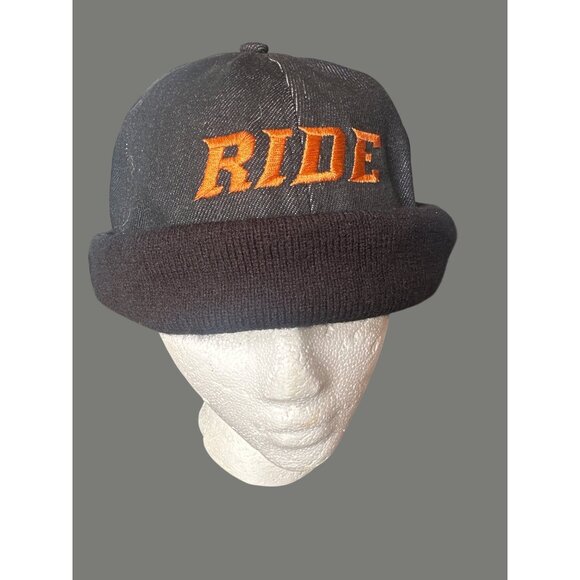 Harley-Davidson Black Denim Wool  Motorcycle skull Cap beanie  "Ride" adjustable - Picture 1 of 8